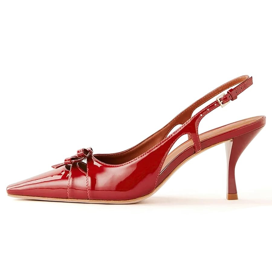 Slingback Kitten Heels for Women Pointed Toe Bow Pumps Cute Low Heel Stiletto Heeled Sandals Comf... | Amazon (US)