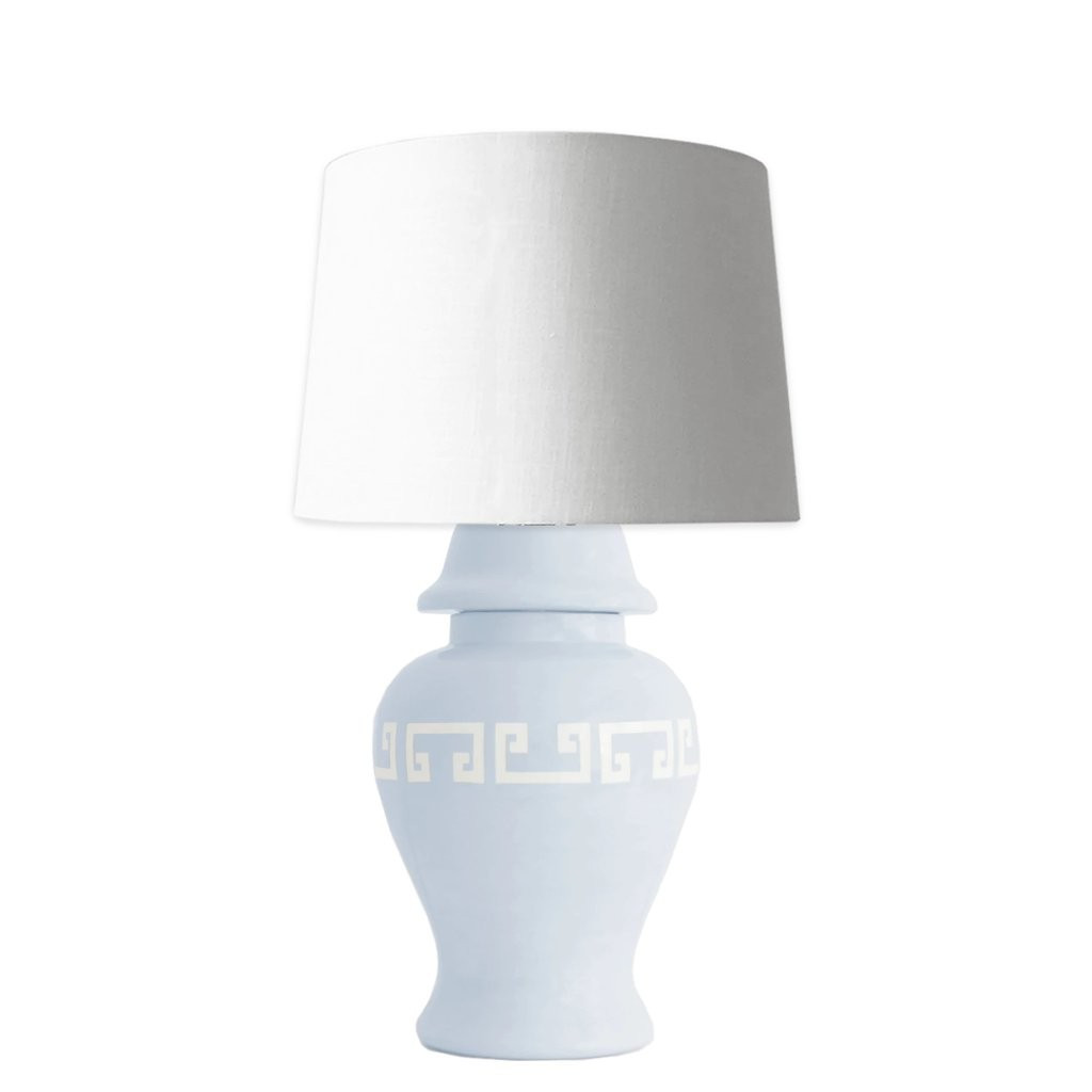 Hydrangea Light Blue Greek Key Ginger Jar Lamp | Lo Home by Lauren Haskell Designs