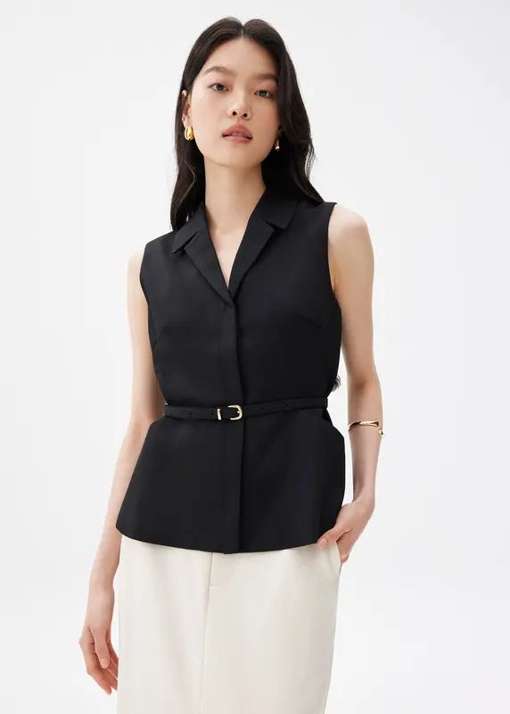 Ling Belted Tailored Vest | Love, Bonito USA