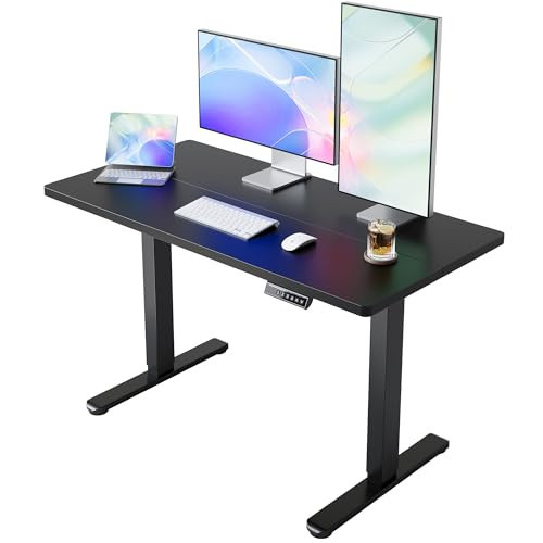 HUANUO Electric Standing Desk,48" x 24" Height Adjustable Desk, 4 Memory Height Settings, Sit to Stand Up Desk for Home Office, with Headphone Hook, Cable Manager, Black | Amazon (US)