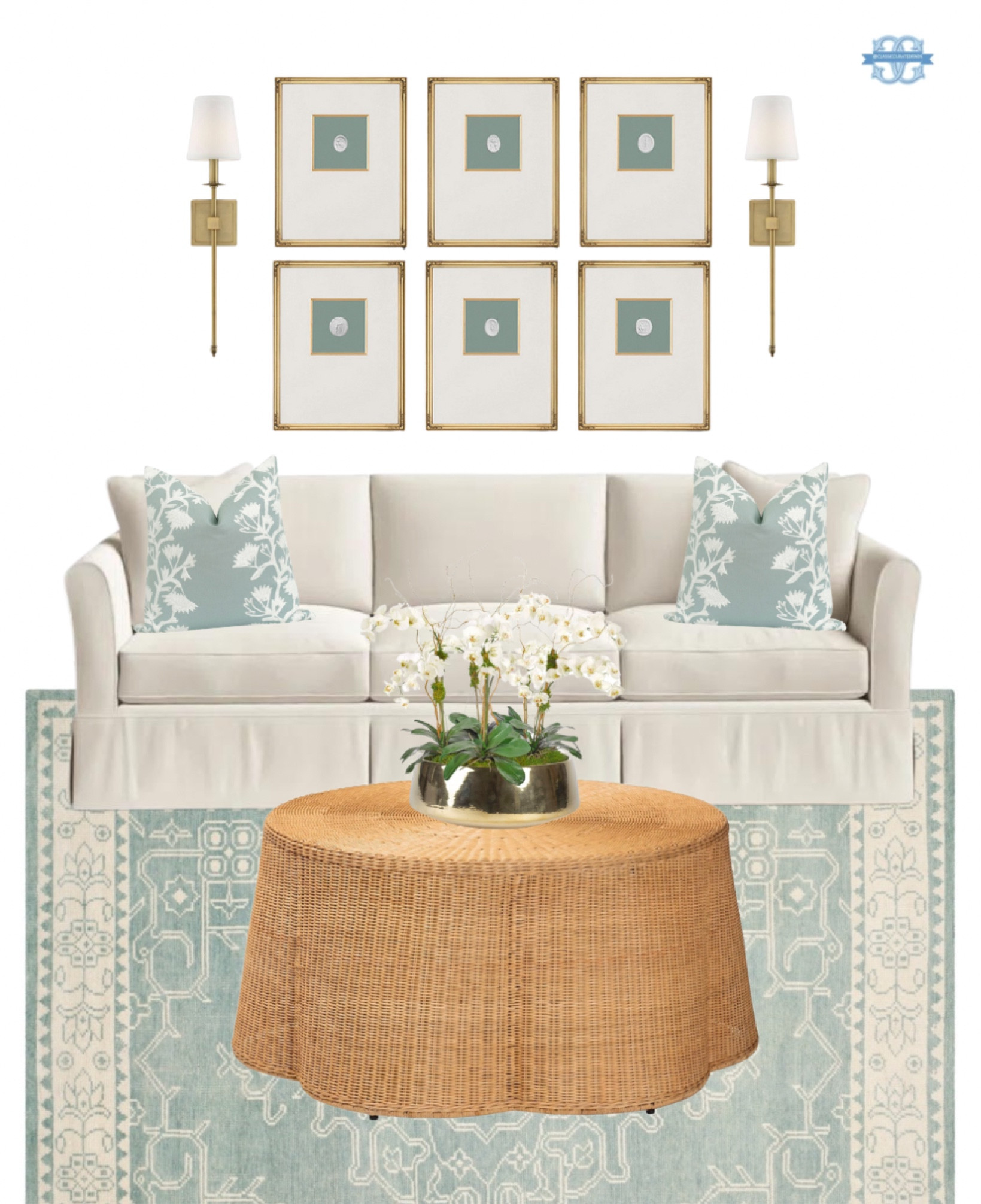 More coastal living room decor with this new scalloped rattan coffee table!!

Home Decor, Grandmillennial, Sofa, Intaglio, Blue and White

#LTKhome