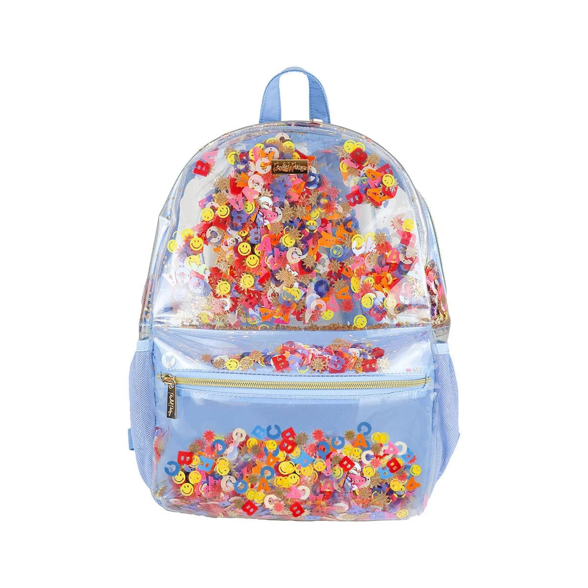 Little Letters Standard Blue Clear Backpack | Packed Party | Packed Party