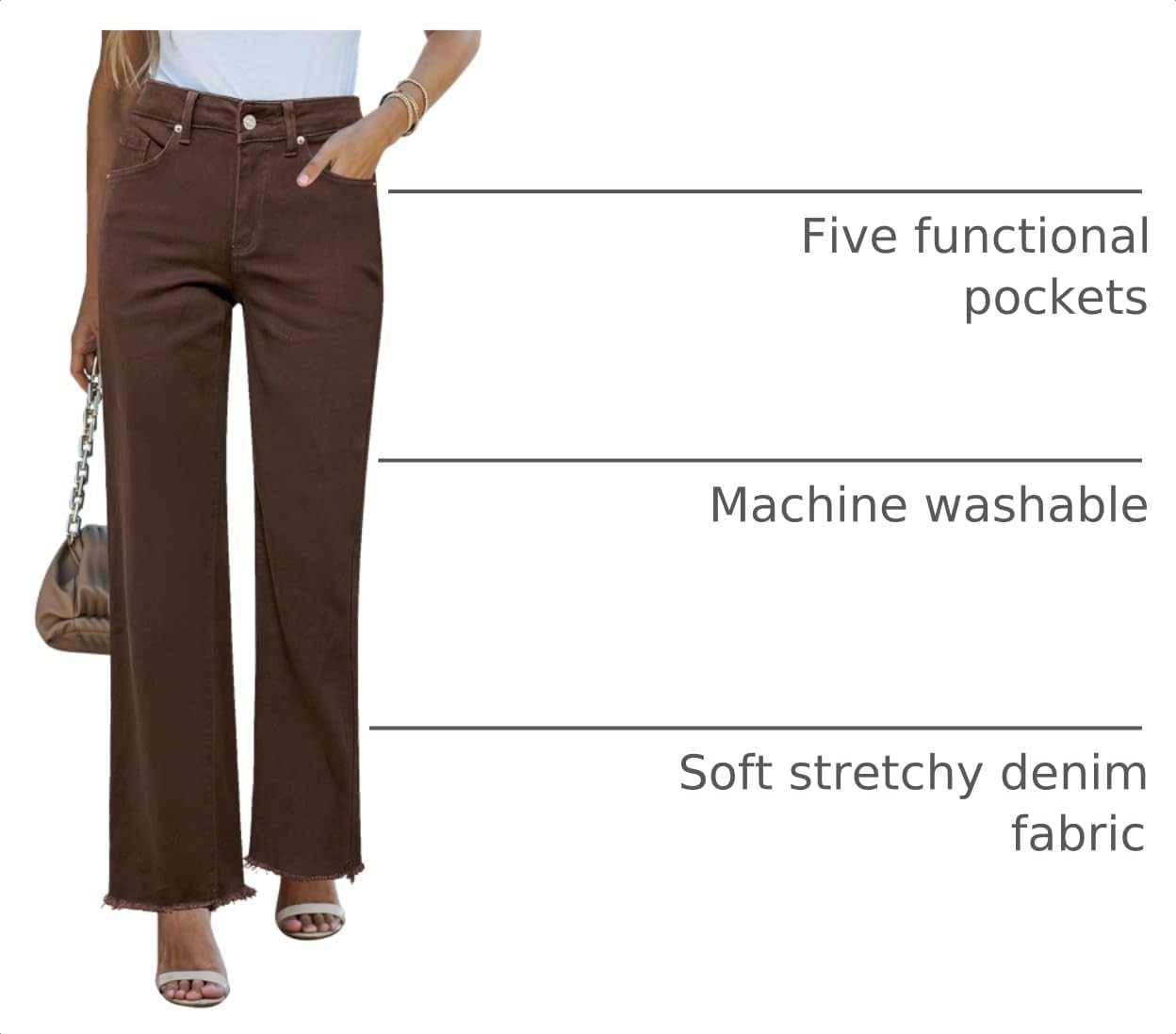GRAPENT Straight Leg Jeans for Women High Waisted Stretchy Frayed Raw Hem Loose Denim Pants Casual Baggy Jean Trousers | Amazon (US)