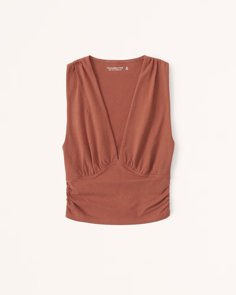Cotton Seamless Fabric Ruched Top | Orange Top | Abercrombie & Fitch (US)