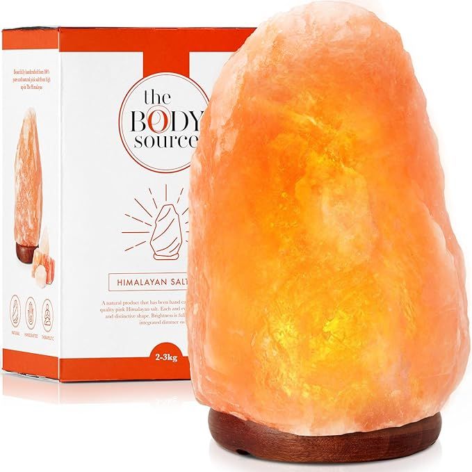 Himalayan Salt Lamp 6-8” (4-7 lb) with Dimmer Switch - All Natural and Handcrafted with Wooden ... | Amazon (US)