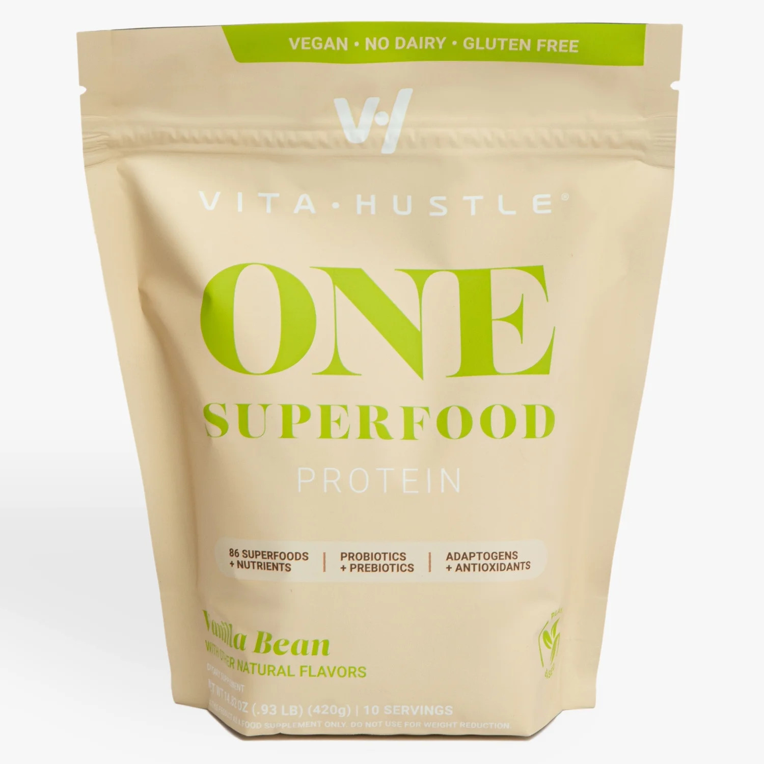 VitaHustle One Superfood Vegan Protein Powder, Vanilla Bean, 20g Protein, 10 Servings | Walmart (US)