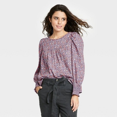 Women's Floral Print Balloon Long Sleeve Blouse - Universal Thread™ | Target
