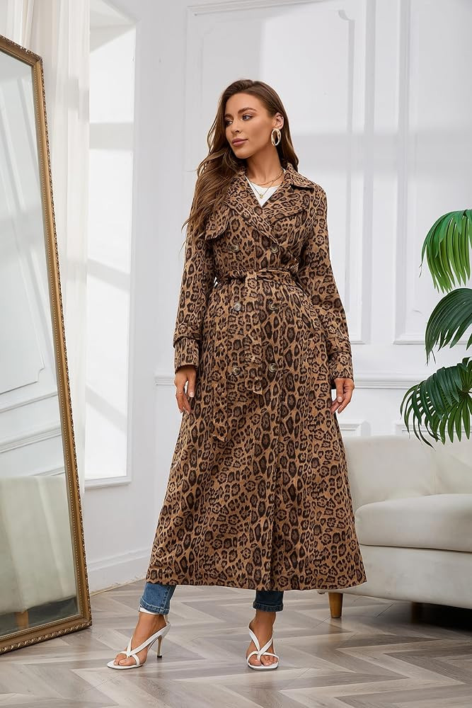 utcoco Womens Faux Suede Long Trench Coat Notched Lapel Double Breasted Pea Coat Overcoat with Be... | Amazon (US)