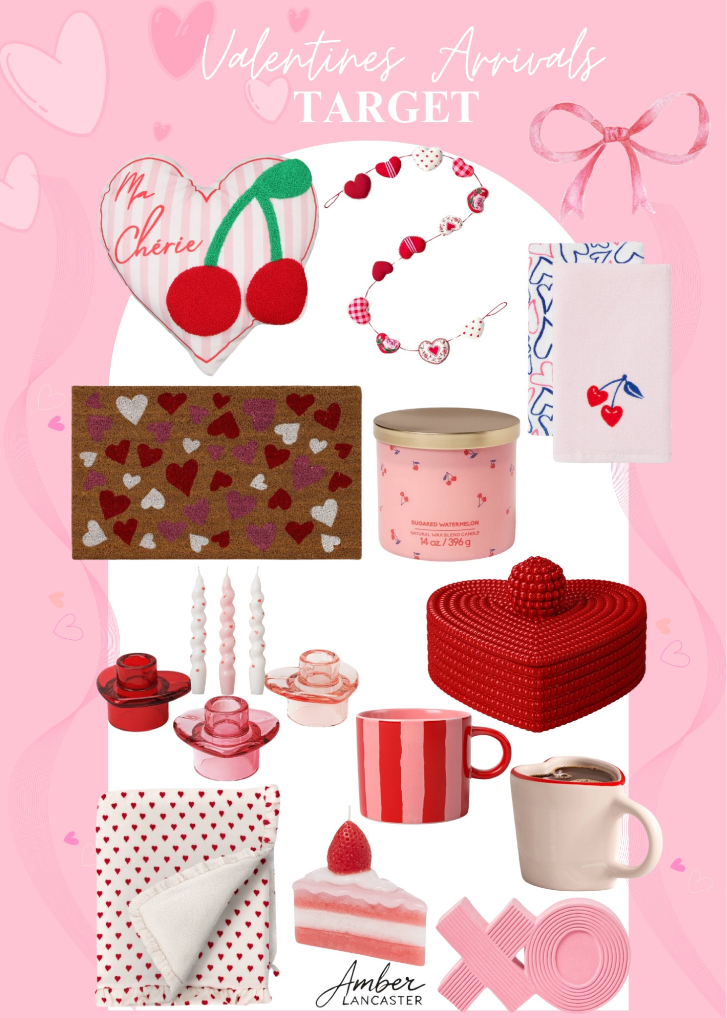 Valentines decor from Target! 💌💘🍒 | valentines decor, valentine’s day decor, target, target valentine’s day, home decor, hearts, bows, cherries, doormat, kitchen decor, valentines blankets, valentines target, 

#LTKFindsUnder50 #LTKSeasonal #LTKHome