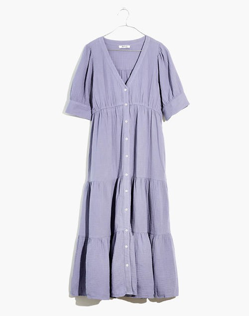 Lightspun Button-Front Tiered Midi Dress- Madewell Sale | Madewell