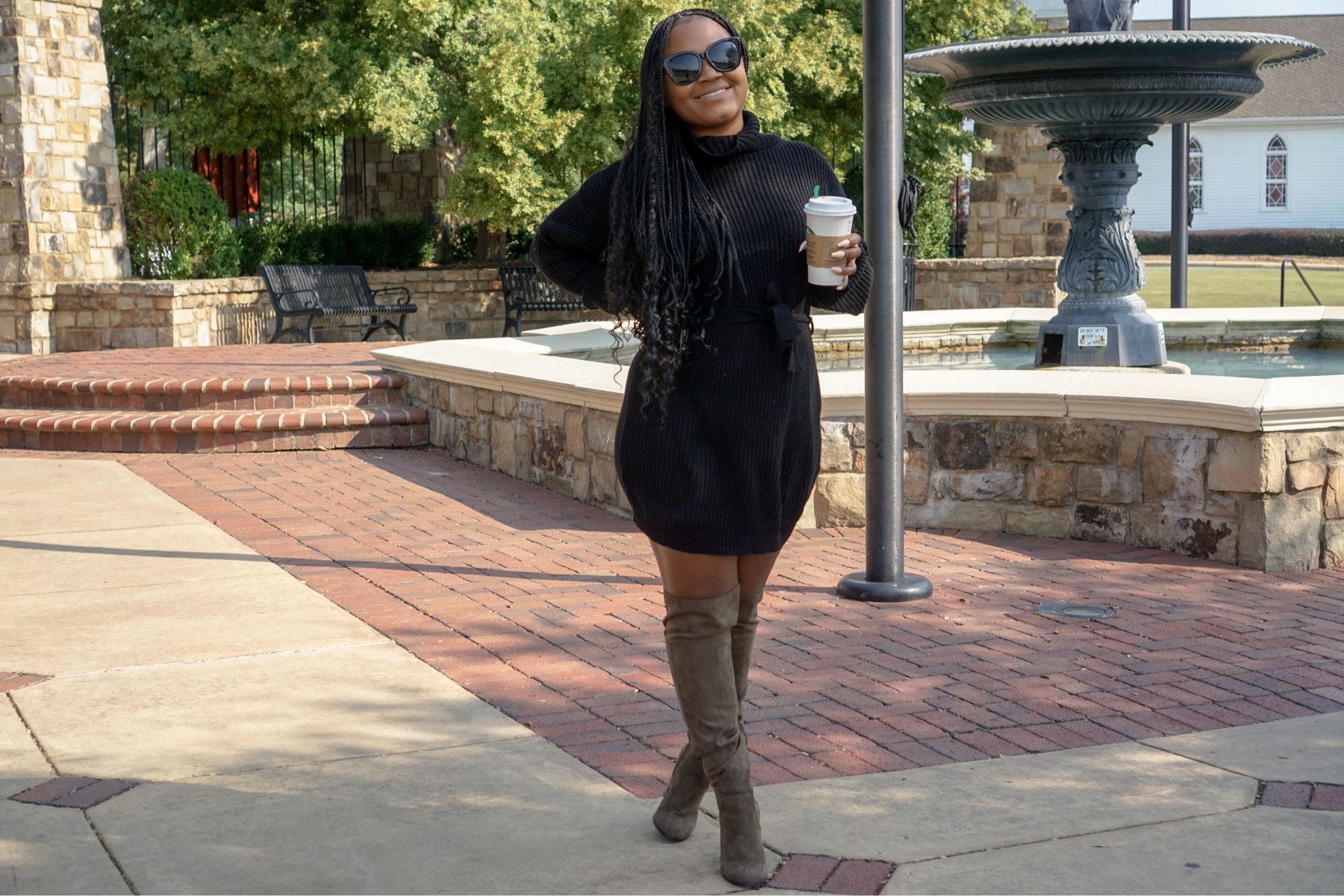 Feelin' fierce in my black sweater dress, belted for extra style points! #SweaterWeather #OOTD #Fashionista #BlackSweaterDress #KneeHighBoots #ShadesOn #FashionFinds #SaleAlert #StyeTips #WinterFashion #WinterOutfit #CurvyFashion #CurvyOutfit

#LTKsalealert #LTKSeasonal #LTKstyletip