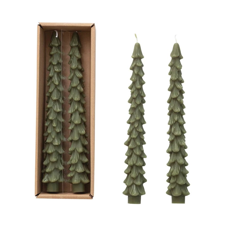 Tree Shaped Taper Candles Unscented in Various Colors | Burke Decor