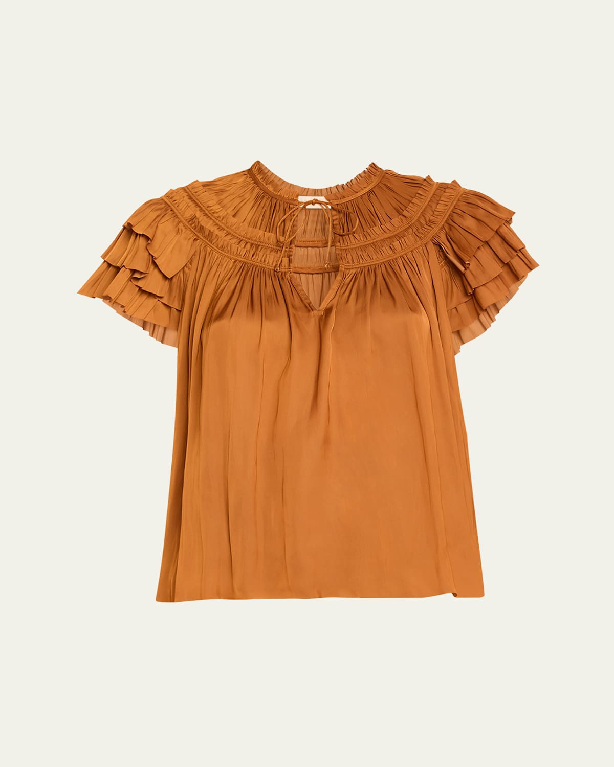 Elvie Ruched Ruffle Top | Bergdorf Goodman