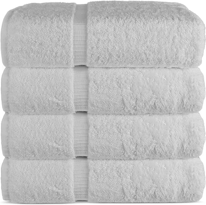 Luxury Hotel & Spa Bath Towel 100% Genuine Turkish Cotton, 27" x 54" ,Set of 4,White | Amazon (US)