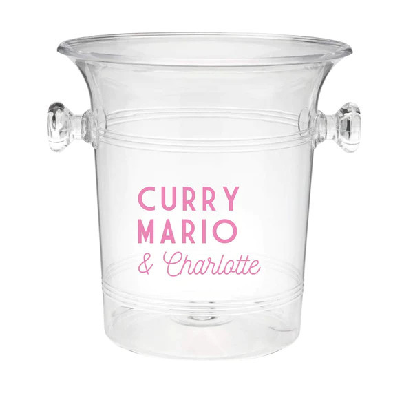 Traditional 3 Name Ice Bucket | Sprinkled With Pink