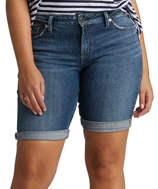 Silver Jeans Co. Women's Denim Shorts IND - Blue Elyse Denim Bermuda Shorts - Women & Plus | Zulily