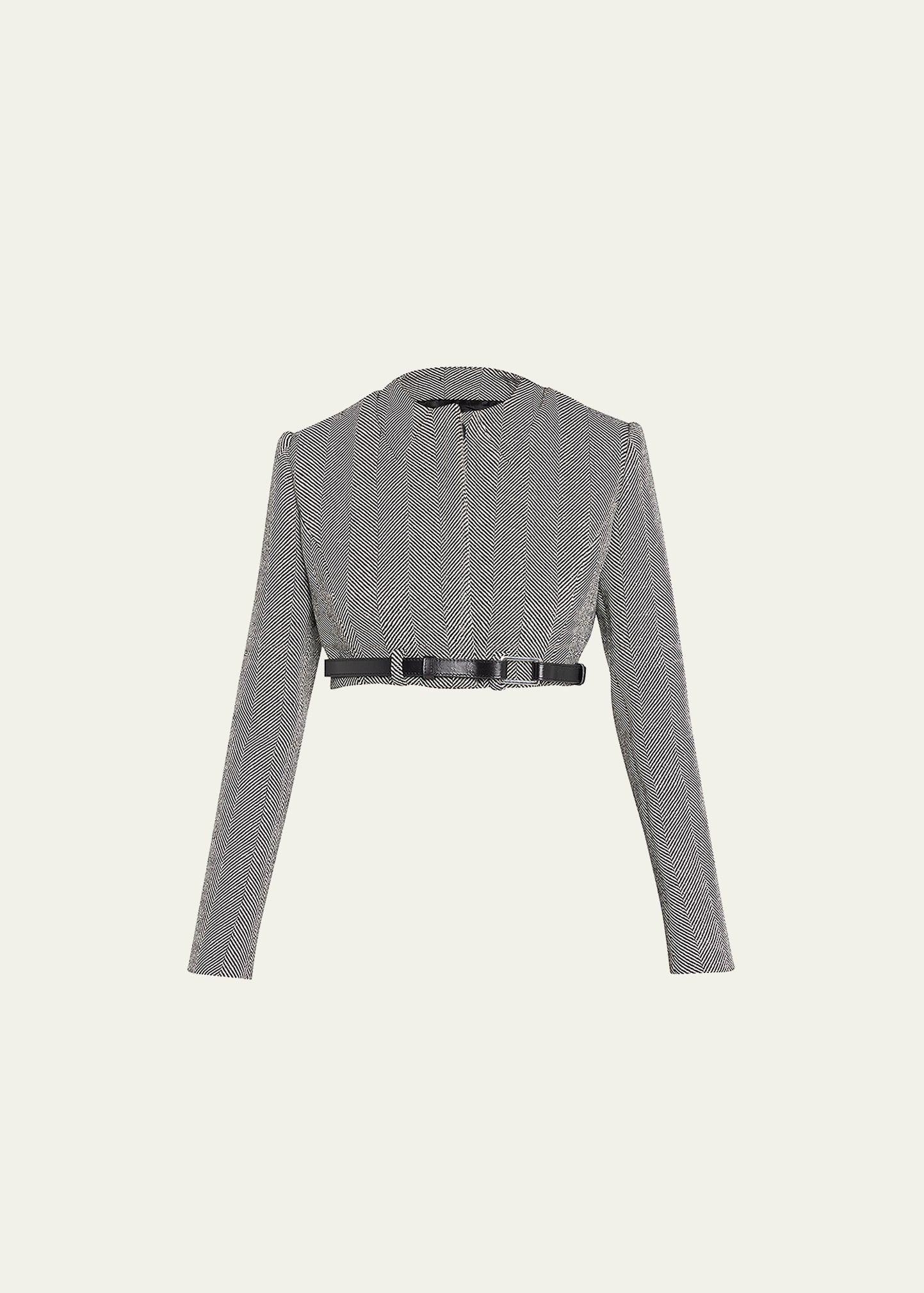 Coperni Crop Trompe Loeil Leather Belted Jacket | Bergdorf Goodman