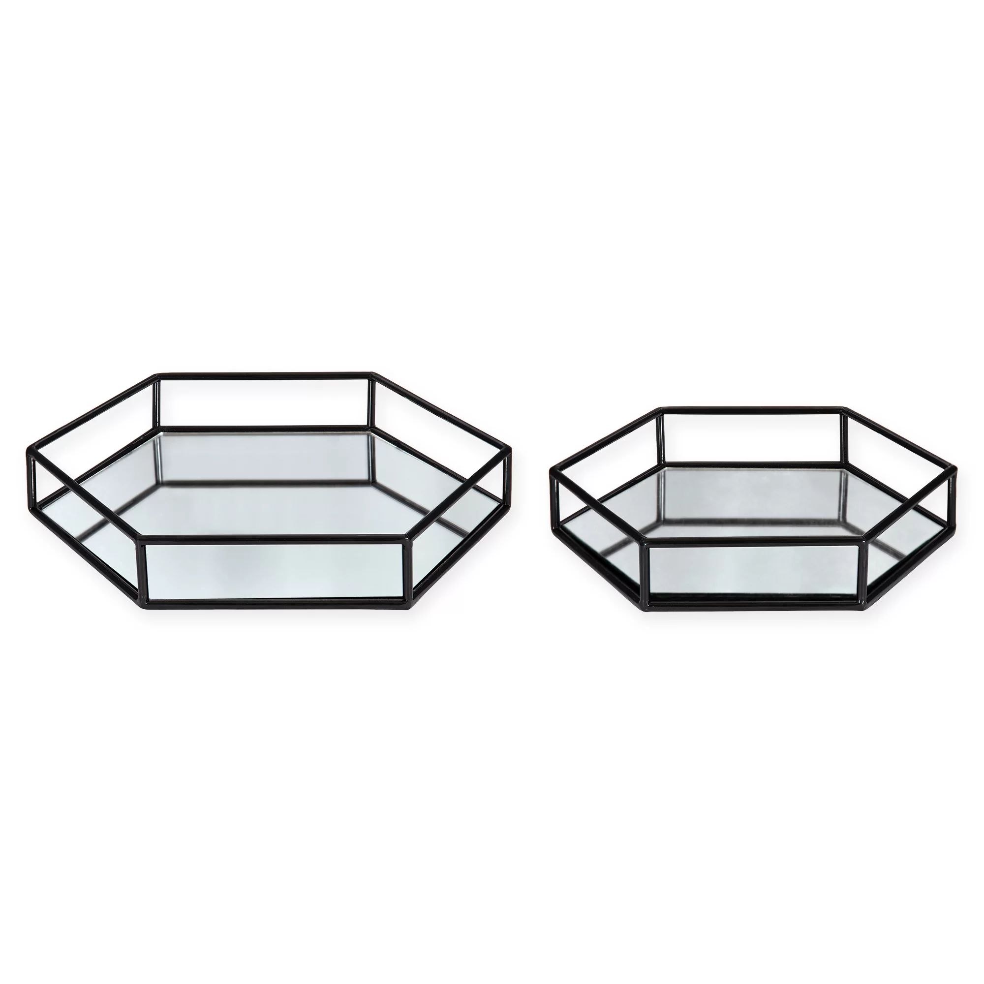 Kate and Laurel Felicia Mirrored Hexagonal Trays (Set of 2) | Bed Bath & Beyond | Bed Bath & Beyond