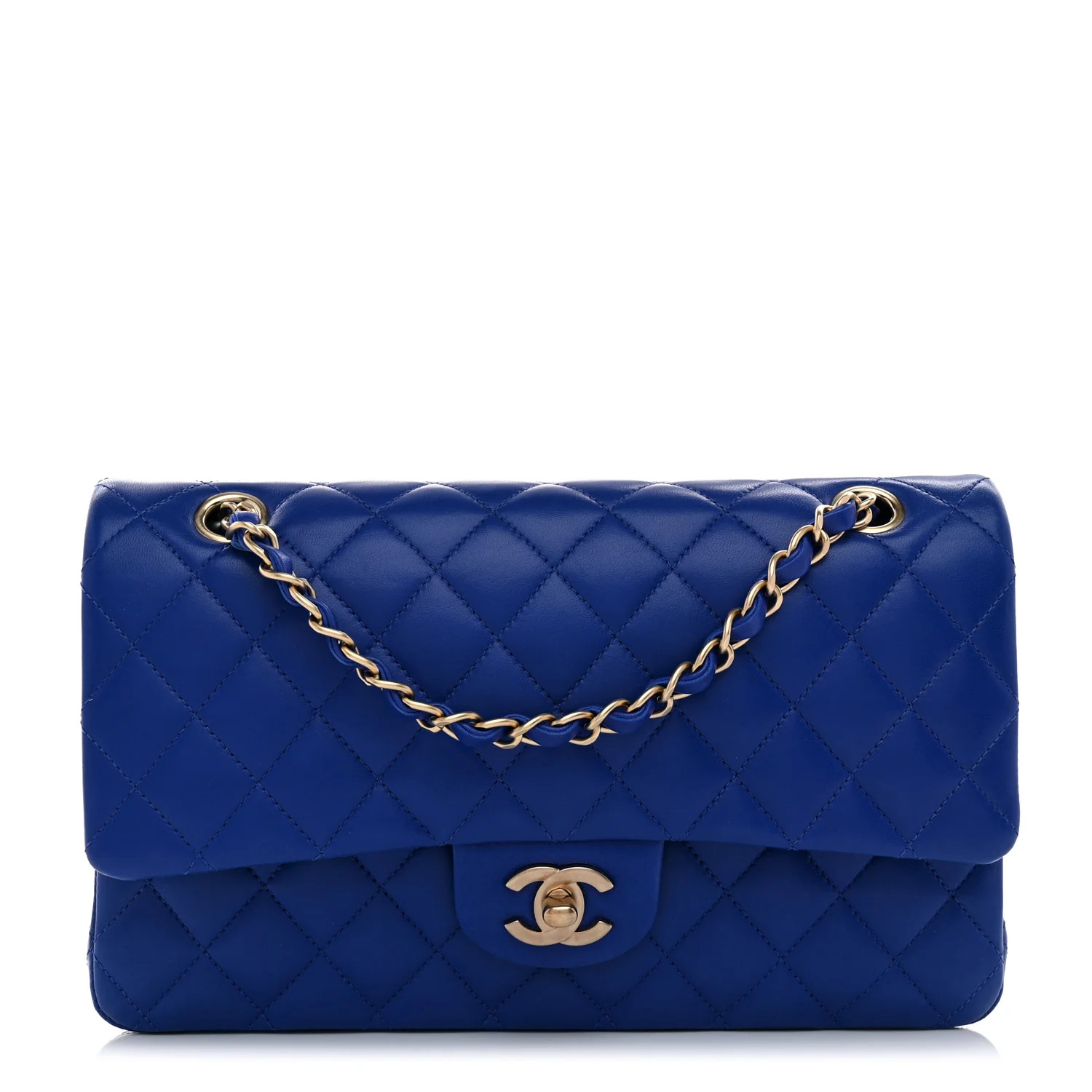 Lambskin Quilted Medium Double Flap Blue | FASHIONPHILE (US)