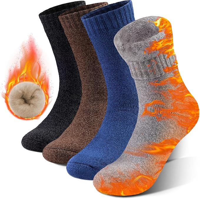 HUGSWEET Thermal Socks, Winter Warm Socks Mens for Insulated Cold Weather Heated Trapping Thermal... | Amazon (US)