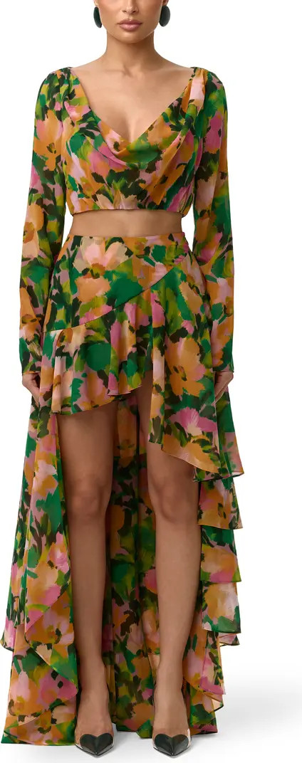 Naked Wardrobe Asymmetric Ruffle Chiffon High-Low Skirt | Nordstrom | Nordstrom