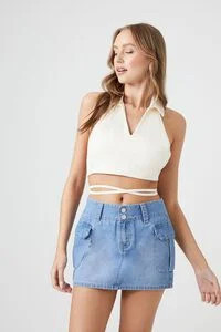 Denim A-Line Cargo Mini Skirt | Forever 21 (US)