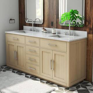 Dexterity 72 in. W x 22 in. D x 34 in . H Oak Vanity with Rectangular Undermount Sinks - Gray Oak... | The Home Depot