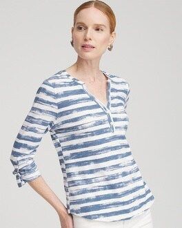 Stripe Ring Detail Henley Top | Chico's