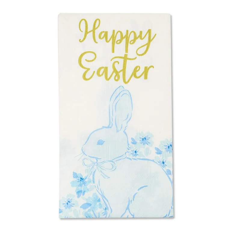 Blue and White Easter Bunny Paper Napkins, 13" x 15.7", 16 Count, by Way To Celebrate | Walmart (US)