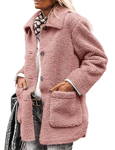PRETTYGARDEN Women's Winter Faux Fur Coats Long Sleeve Lapel Button Down Pockets Fleece Sherpa Ja... | Amazon (US)