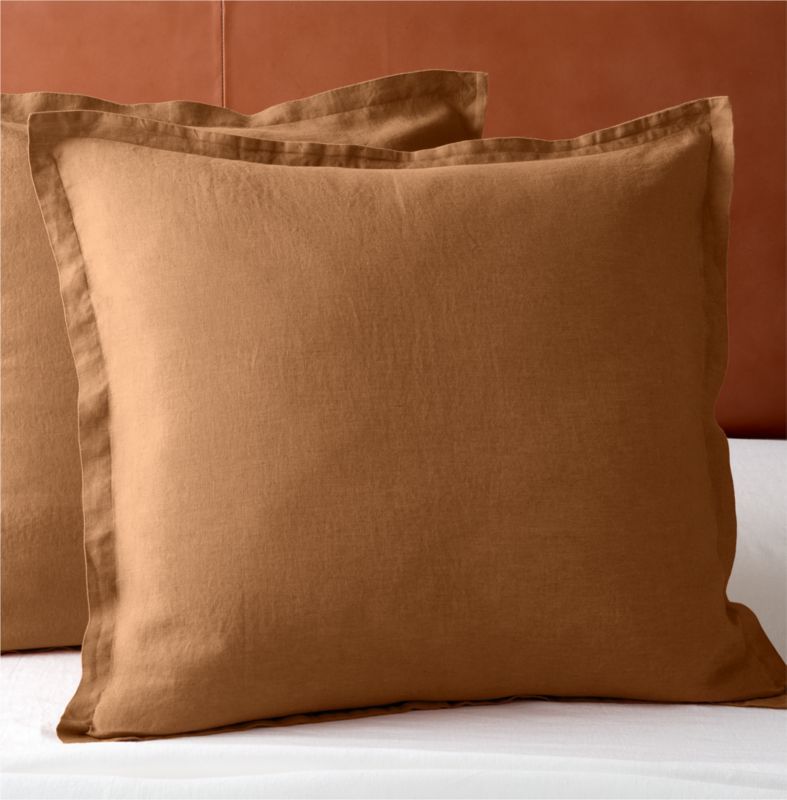 European Flax Linen Copper Euro Shams Set of 2 | CB2 | CB2