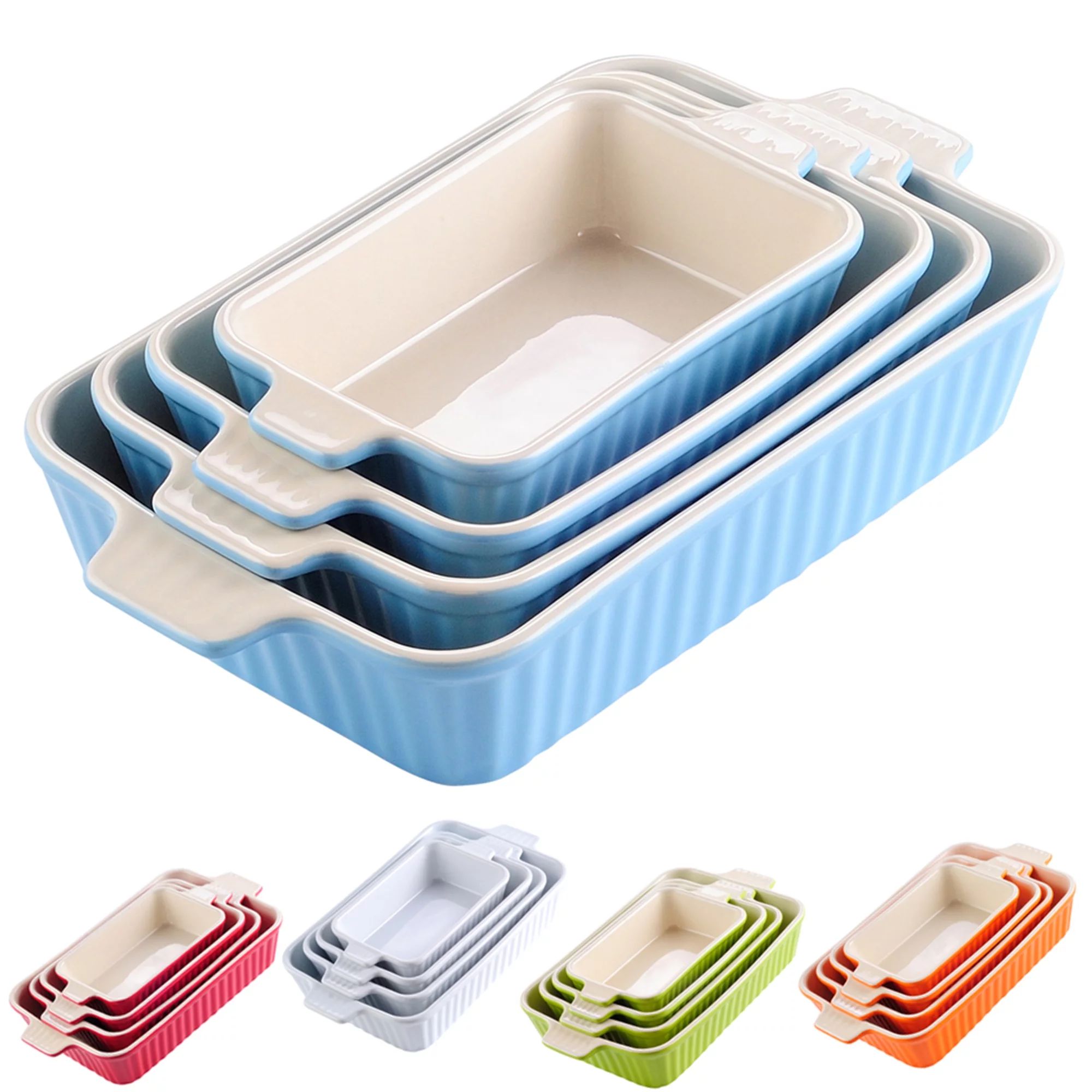 MALACASA, Series Bake, Rectangular Baking Dish Set of 4 (9"/11"/12"/13.3"), Oven to Table Baking ... | Walmart (US)