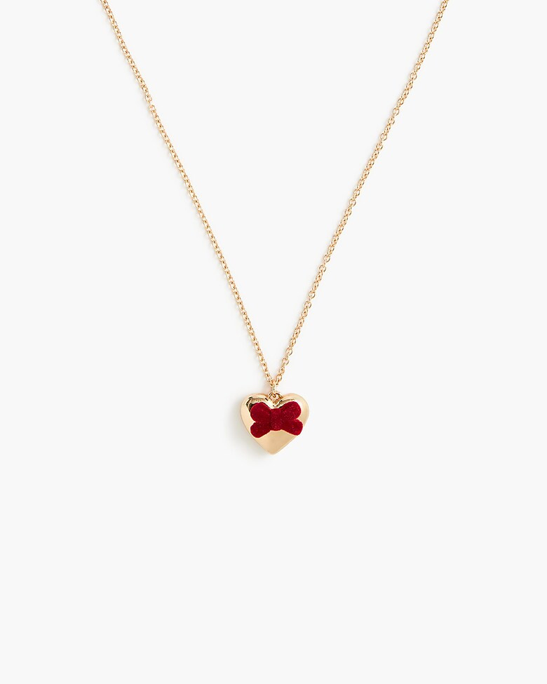 Girls' pendant necklace with velvet bow | J.Crew Factory