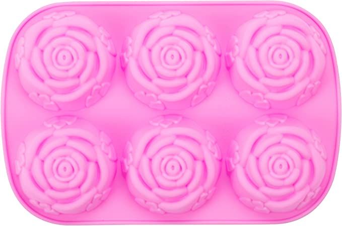 MOTZU 6 Cavity Rose Flower Silicone Ice Cube Candy Chocolate Cake Cookie Cupcake Baking Soap Moul... | Amazon (US)