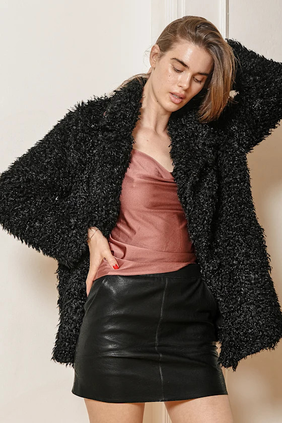 Looking Chill Black Faux Fur Coat | Lulus (US)