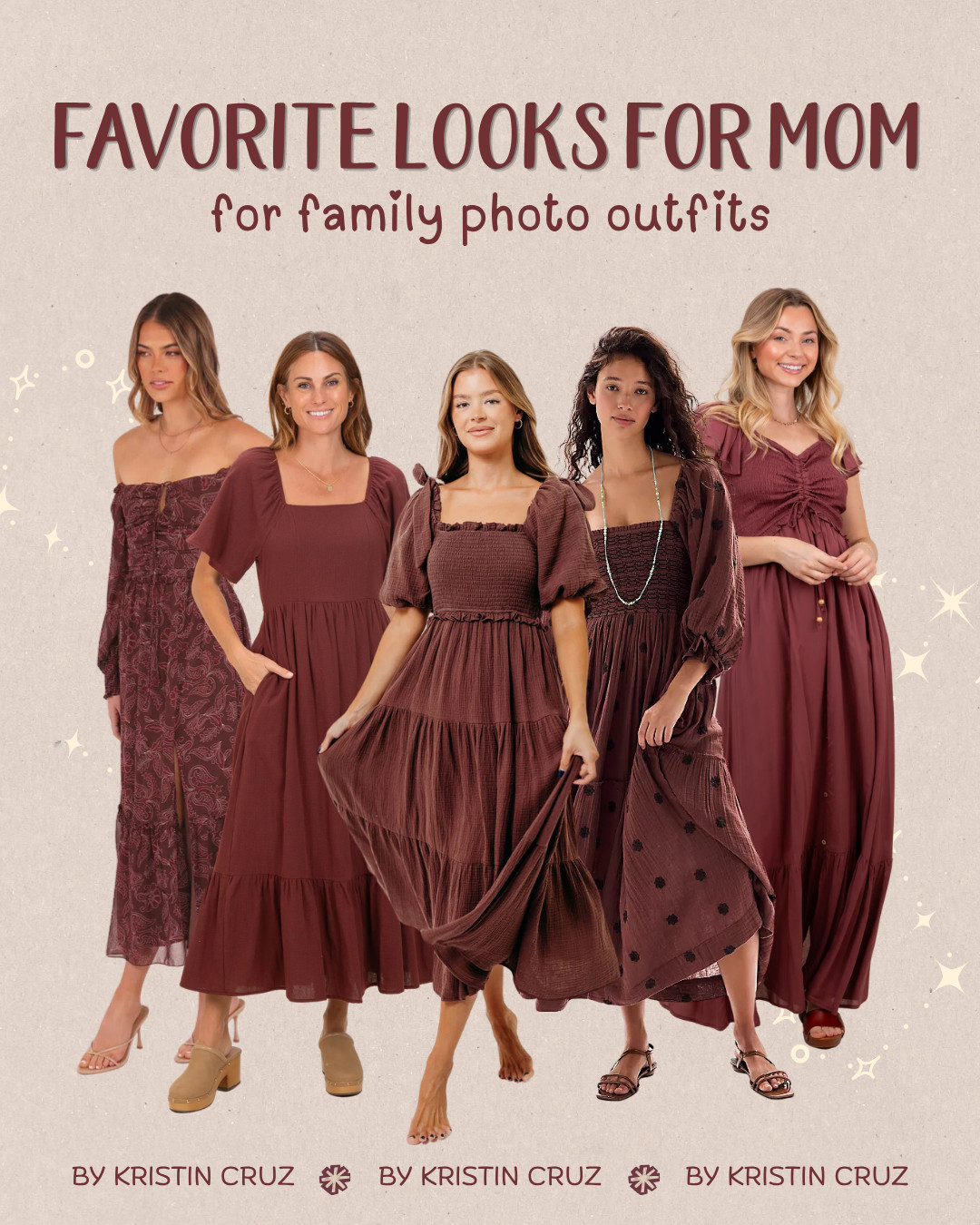 Okay, can we talk about burgundy for a second?

If you want a color that feels rich without trying too hard, this is the one to build a palette around. Deep wine tones do all the work for you — warm, a little elegant, and honestly flattering on everyone.

So don't grab a burgundy dress and call it done. Start with burgundy as your anchor, then pull in the soft neutrals and warm tones that live next to it — creams, camels, a muted olive, a dusty blush. That's how the whole family ends up looking pulled together instead of matchy.

Perfect for fall portraits, holiday photos, vineyard sessions, that golden sunset light. One of those palettes you'll reach for year after year. 🍷

#LTKootd #LTKmomlife #LTKSeasonal