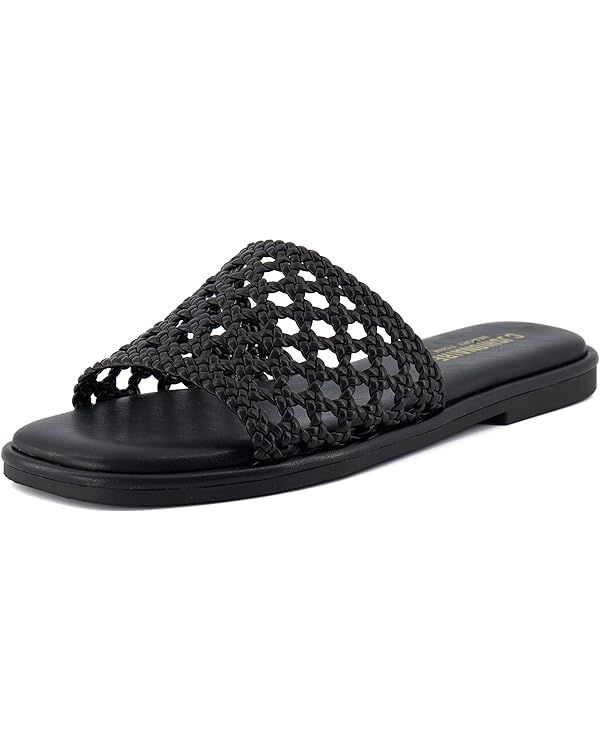 CUSHIONAIRE Women's Temptest basket weave slide sandal +Memory Foam, Wide Widths Available | Amazon (US)