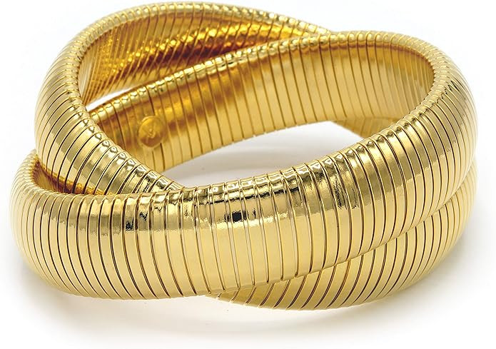 Marshal Metal Fashion Bracelet Omega Chain Polished Stretch Double Cobra Bracelet | Amazon (US)