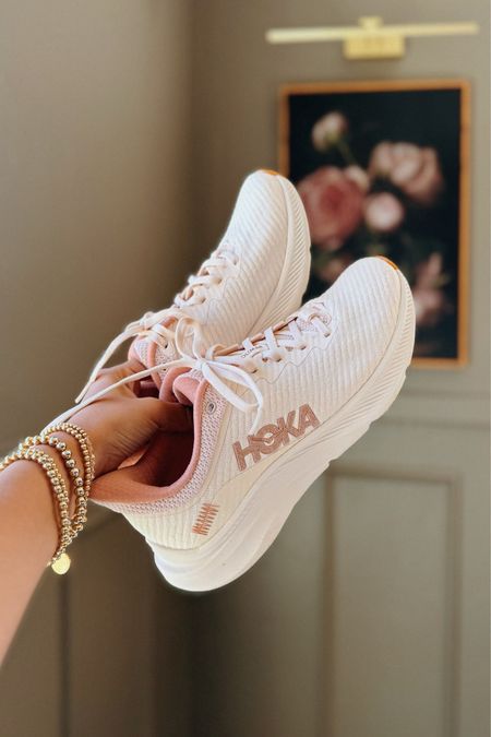 These Hokas are so cute and comfortable! Definitely putting them to the test in Disneyland this week! I love the slightly pink colors!#LTKfitness #LTKsalealert

#LTKActive