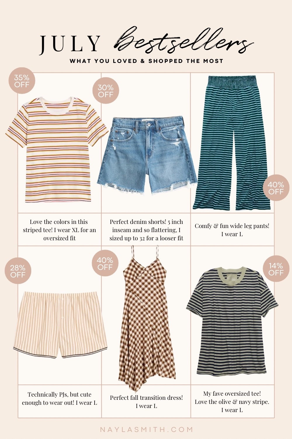 July Bestsellers! Lots of stripes - striped tees, comfy striped pants, striped boxer shorts, my fave denim shorts, gorgeous brown plaid midi dress. Canadian Old Navy links are under “similar products”

#LTKsale #LTKdresses #LTKcanada