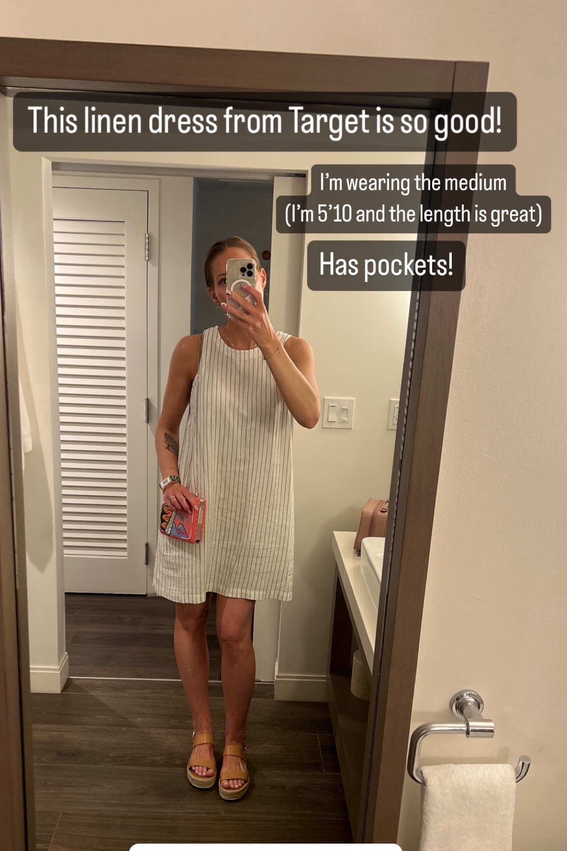 Took my true size in the sandals. I love that they are SUPER lightweight which makes them great for travel.  I love the dress and another great thing about it is that it doesn’t wrinkle as easy as some linen clothes do. This color is a little sheer (I could see my blue underwear when I first tried it on)
so I wore boy shorts  under it and that was perfect.  
Wearing a medium. I could fit in the small (which was a similar length) but it was a little too snug in chest

#LTKxTarget #LTKSeasonal #LTKmidsize