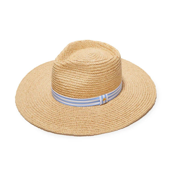 VISTA BLUE LELE SADOUGHI X RENWICK STRIPED BAND STRAW HAT | LELE SADOUGHI
