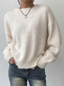 DAZY Women's Fluffy Loose Soft Pullover Sweater,Three Quarter Sleeve Tops Fall,Winter | SHEIN