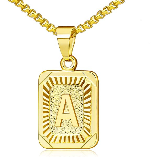FOCALOOK Letter Chain Women's Rectangle Pendant Chain Gold Men's Name Chain Initial Necklace Chai... | Amazon (DE)