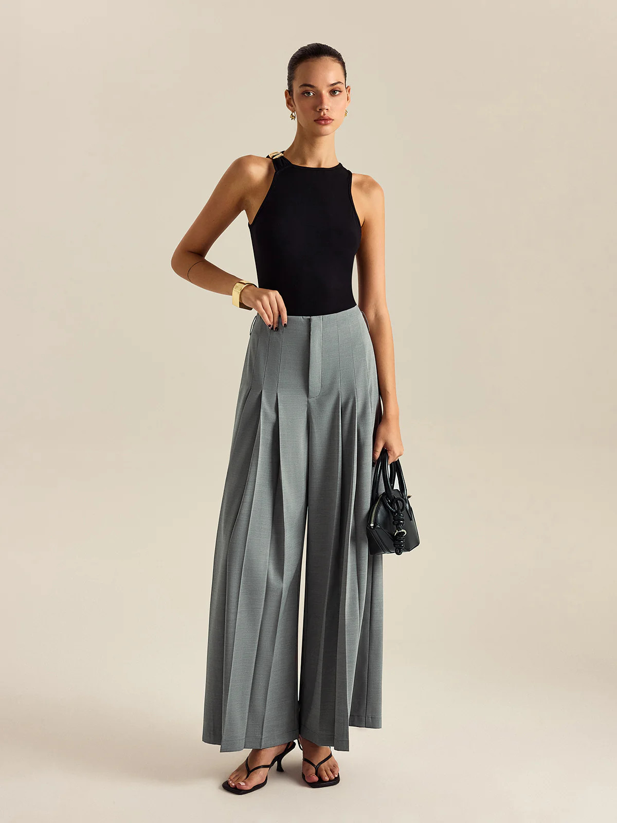 Pleated Wide-Leg Pants | Commense
