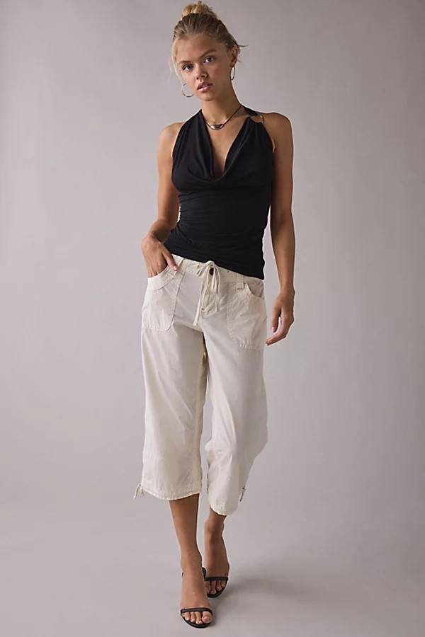 UO Crystal O-Ring Plunging Cowl Neck Halter Top | Urban Outfitters (US and RoW)