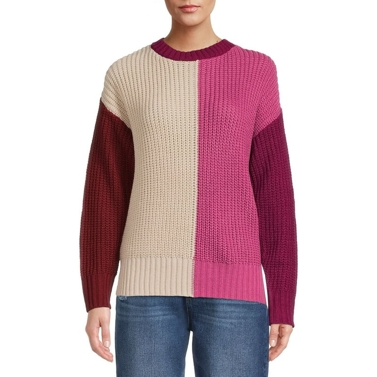 Time and Tru Women's Colorblock Sweater | Walmart (US)