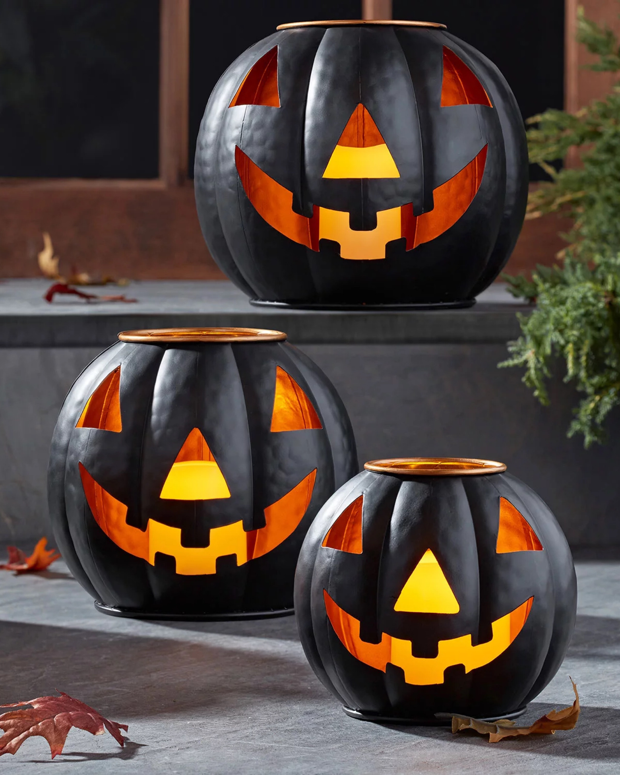 🎃 Only $39! 🎃 This beautiful 3-piece set of Pre-Lit Black Metal Jack-O-Lanterns is only $39!! Hurry, these sold out fast last year and will be gone way before Halloween again this year!
Each one includes an LED candle to light up the Jack-o-lantern face for an eerie Halloween glow.
These can be displayed stacked or separately and are durable for indoor or outdoor use. 
LED Candles are on automatic timer (6 hours on/18 hours off) and designed to nest for easy storage.


#LTKFindsUnder50 #LTKHome #LTKSeasonal