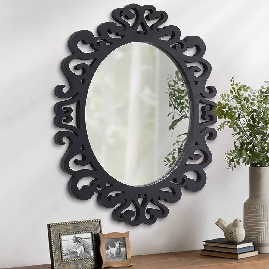 AOAOPQ Wall Mirror Bathroom Decorative for Oval Mirrors Large Wood Lace Hanging Wall Mirror Decor... | Amazon (US)