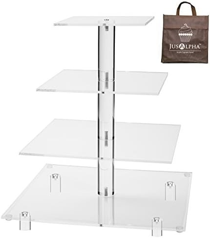Jusalpha Large 4 Tier Square Acrylic Cupcake Tower Stand-Cake Stand-Dessert Stand-Cupcake holder-... | Amazon (US)